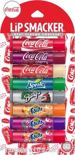 Lip Smacker Coca-Cola Flavored Balm, 8 Count, Flavors Coke, Cherry Vanilla Sp...