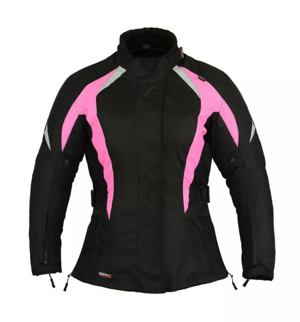 Impactante Rosa Mujer Motocicleta Chaqueta para Mujer Impermeable XL