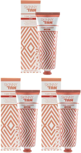 £72 SkinnyTan 7 días bronceador natural suave autobronceador 3 paquetes OSCURO