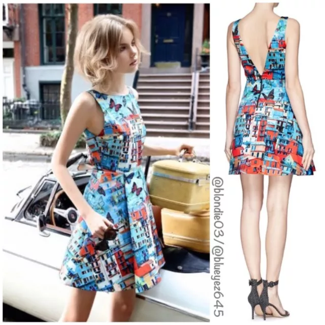 Alice & Olivia Town Print butterfly Dress 6 2