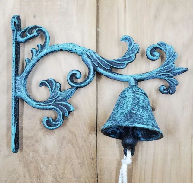 Cast Iron Dinner Garden Bell Leaf Vine Design Rustic Yard Decor