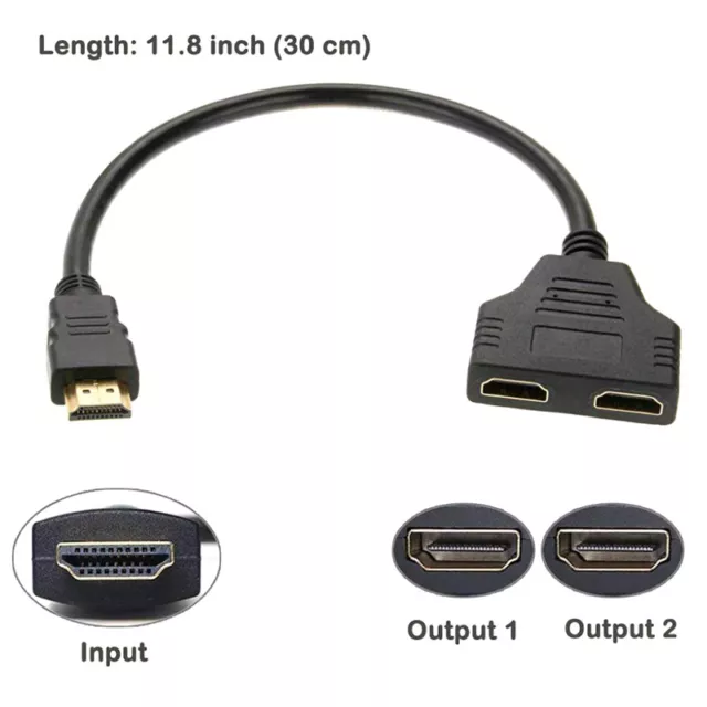 HDMI Splitter Cable Male 1080P To Dual HDMI Female 1 To 2 Way HDMI Splitter