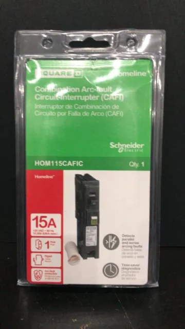 New Circuit Breaker Square D Homeline HOM115CAFIC 15 Amp 1 Pole