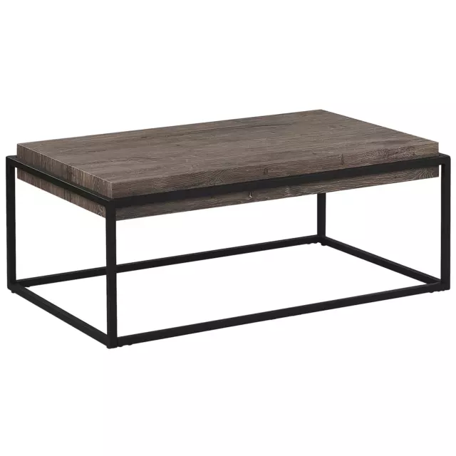 Table Basse Rectangulaire en MDF Effet Bloc en Bois Clair et Structure en Métal