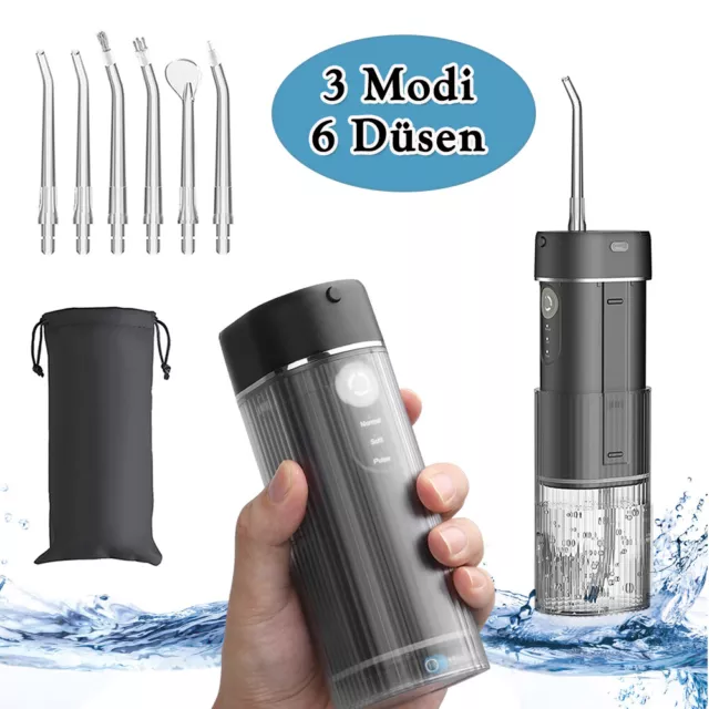 GEEDIAR Tragbar Munddusche Kabellos Water Flosser Versenkbarer Wassertank 3 Modi