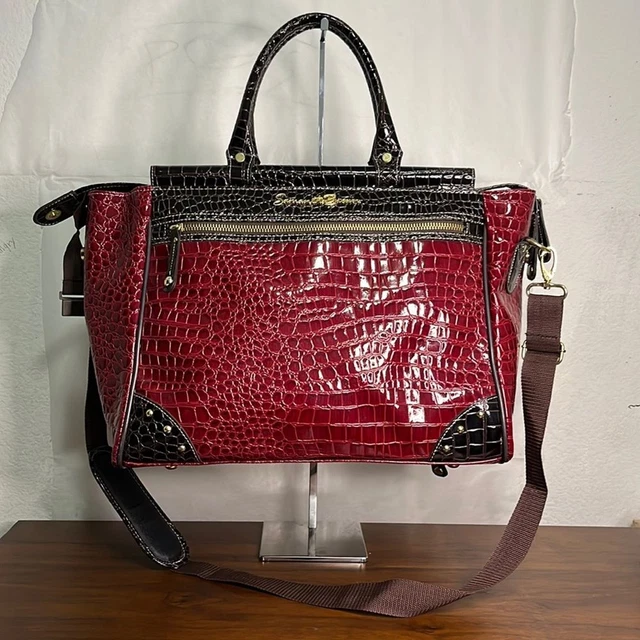 Samantha Brown Croco-Embossed Dowel Bag Weekender Work Travel Overnight Carry On
