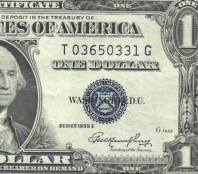 RARE 1935E $1 BLUE Seal SILVER Certificate! CRISP XF! Old US Paper Money!