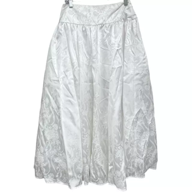 Jessica McClintock Vintage Women's White Satin Full Midi Skirt Size 12 Wedding