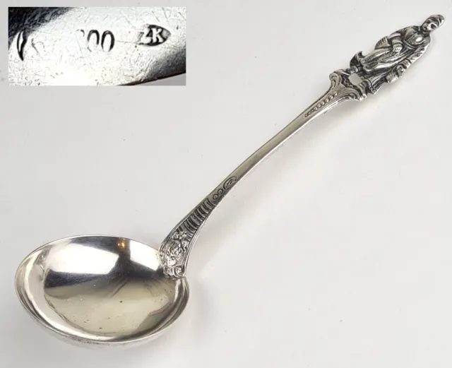 Sauce Ladle/Spoon Grotesque Mask Figure 800er Silver Um 1900 A16