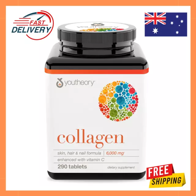 Youtheory Collagen 6000 mg 290 Tablets FREE SHIPPING-Au