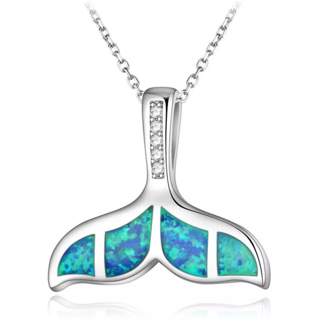 1PC Silver Filled Blue Opal Sea Turtle Cutout Pendant Women Necklace Beach Gift