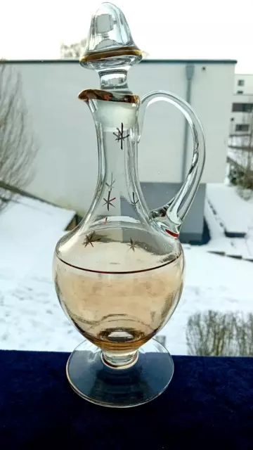 Glas Karaffe - ANTIK -schwer und edel- 25 cm Höhe- Goldauflage -ein Hingucker!