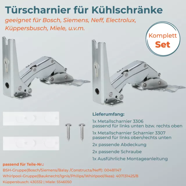 Scharnier Türscharnier Kühlschrank geeignet für BOSCH SIEMENS Neff 00481147 AT 2