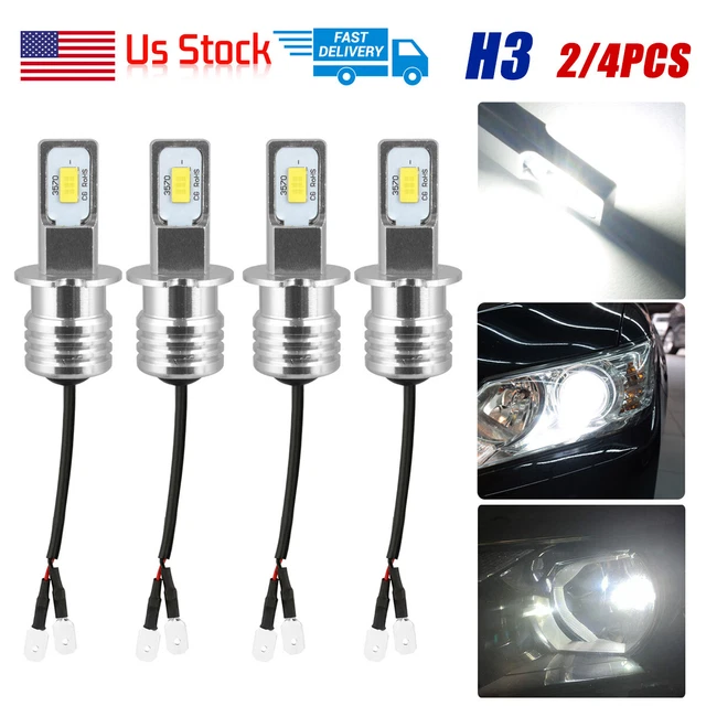 4Pcs H3 LED Fog Light Bulb Conversion Kit Super Bright White DRL Lamp 6000K 100W