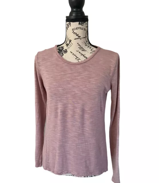 madewell Women’s Slub Knit Pullover pink blush long sleeve sheer top small