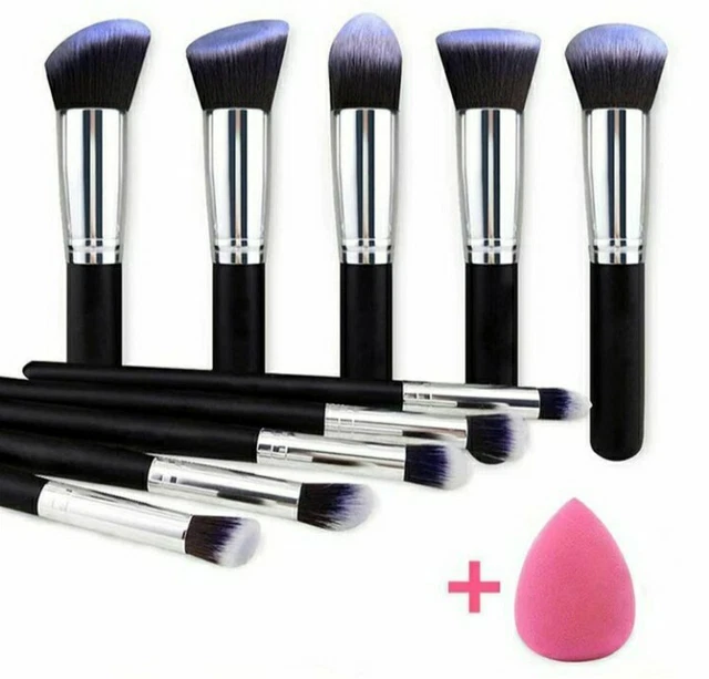 Set pennelli make up professionali 10pezzi, Ombretti in polvere, pelli morbidi