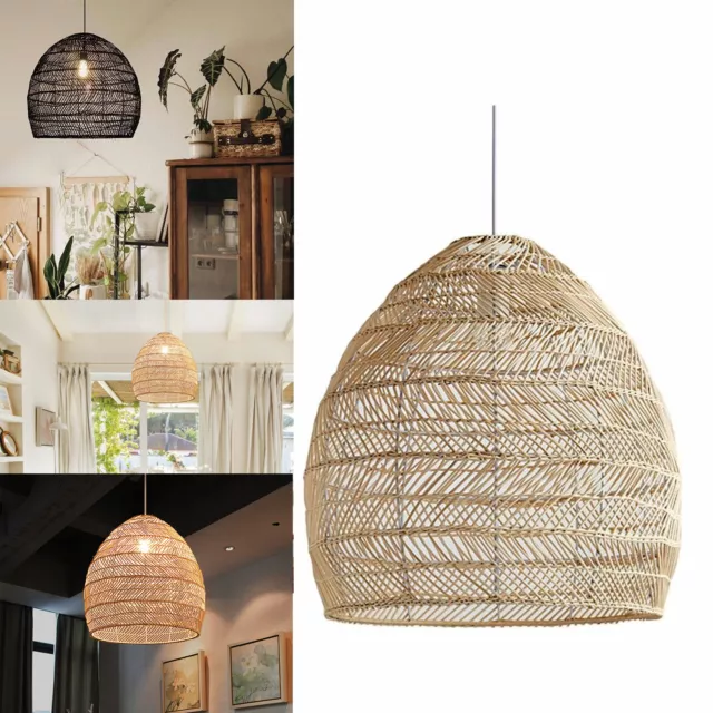 Bamboo Wicker Rattan Woven Pendant Light Chandelier Hanging Ceiling Lamp US