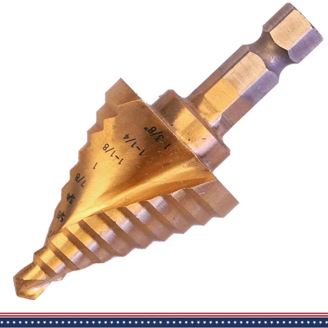 3/8" Shank HSS Step Drill Bit Cobalt Spiral Reamer Metal Sheet Hole Saw Cutter