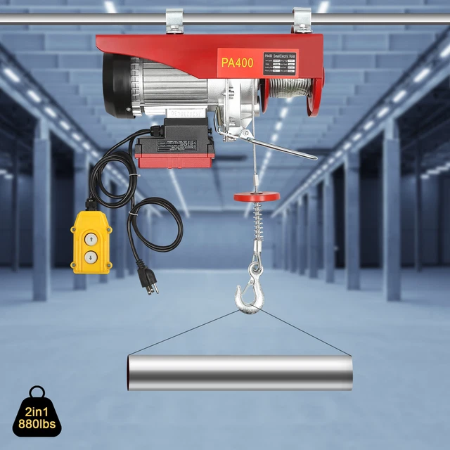 Electric Hoist 880lbs/400KG Wireless Remote Control Overhead Lift Cranes Winch