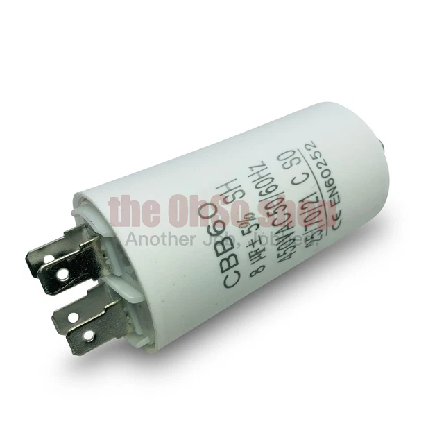 Condensateur Moteur CBB60 8µF 450V - Pour Démarrage Ou Permanent - Marque SR Passives - Neuf
