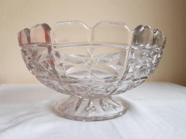 Vintage Cut Glass Pedestal Bowl