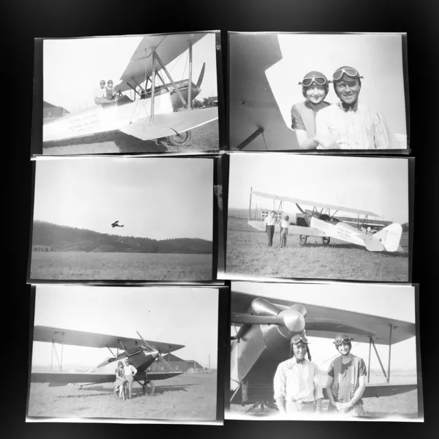 Lot Of 6 Vtg 1927 Original Photo Negatives Spokane WA Air Races Biplane