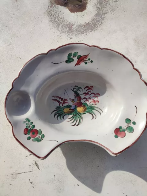 plat à barbe En Faïence 19 Ème Décor Au Chinois Pêchant les ISLETTES