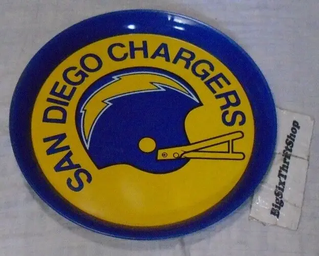 San Diego Chargers NFL Football Helmet 14” Vintage 1970’s Metal Serving Tray