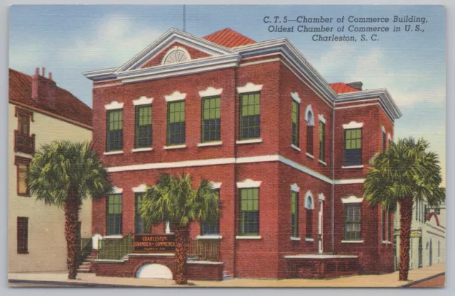 Charleston South Carolina~Chamber of Commerce~Linen Vintage Postcard