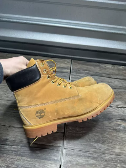 Timberland Men's 6 Inch Premium Waterproof Boots Wheat Nubuck Men’s Size 9 Prima