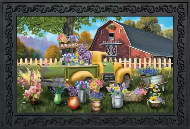 Flower Barn Spring Doormat Indoor Outdoor 18" x 30" Briarwood Lane