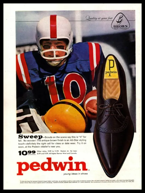 1961 Pedwin "Sweep" Dress Shoes Football Player Brown Shoe Co. St Louis Print Ad