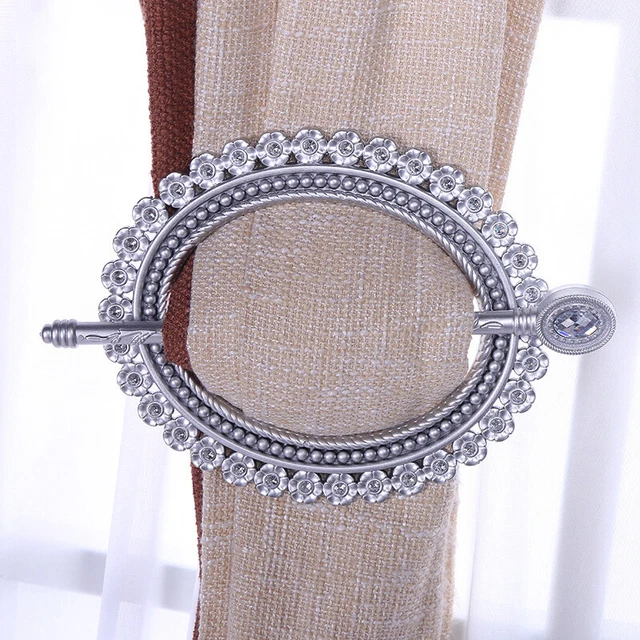 Silver Tie Clip Holder Curtain Tiebacks Tie Backs Hooks for Home Textiles Buckle
