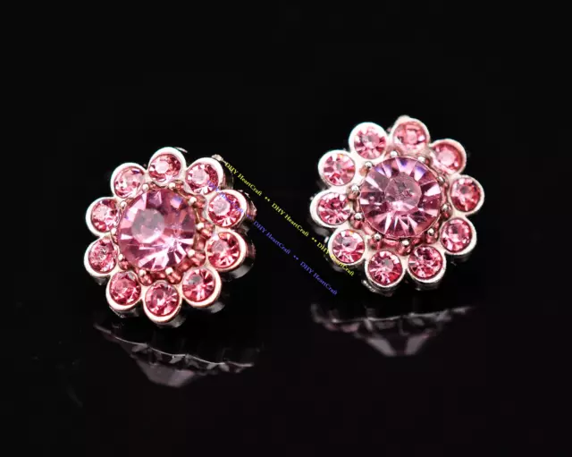 10X Pink Rhinestone Crystal Flower DIY Leathercraft Handcraft Belt Concho 14mm