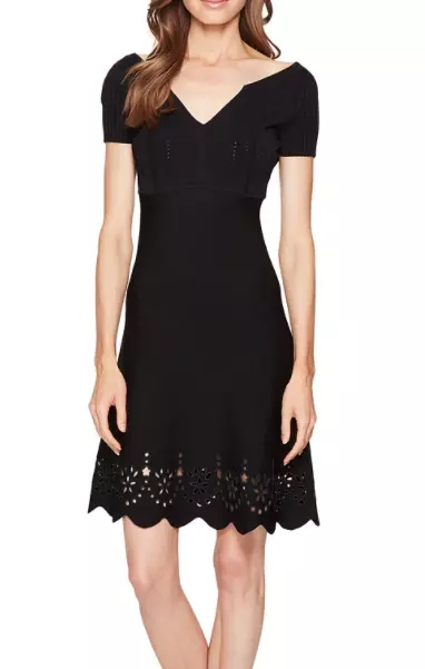 RED VALENTINO Women's Black Embroidered Knit Dress Size Small L31313