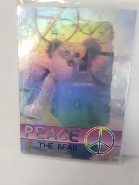 1999 Ty Beanie Babies Series II Rare Bear  Holographic Blue #298 Peace the Bear