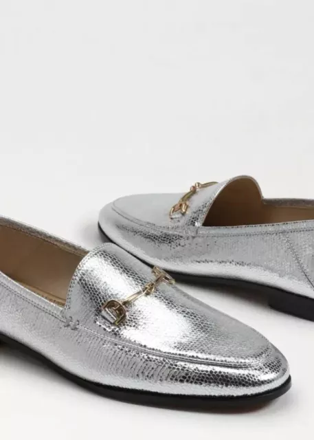 Sam Edelman loraine silver leather loafers new in box size 8M