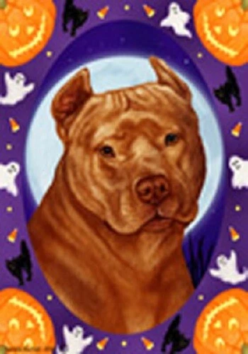 Halloween Garden Flag - Orange American Pit Bull Terrier 124061