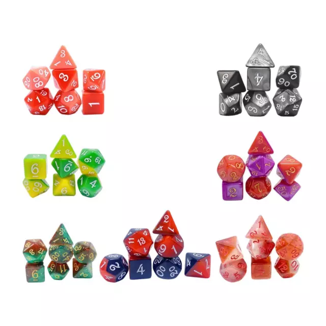 7x Multi Sided Dices, D4 D8 D10 D12 D20 RPG Entertainment Toys, Role Playing