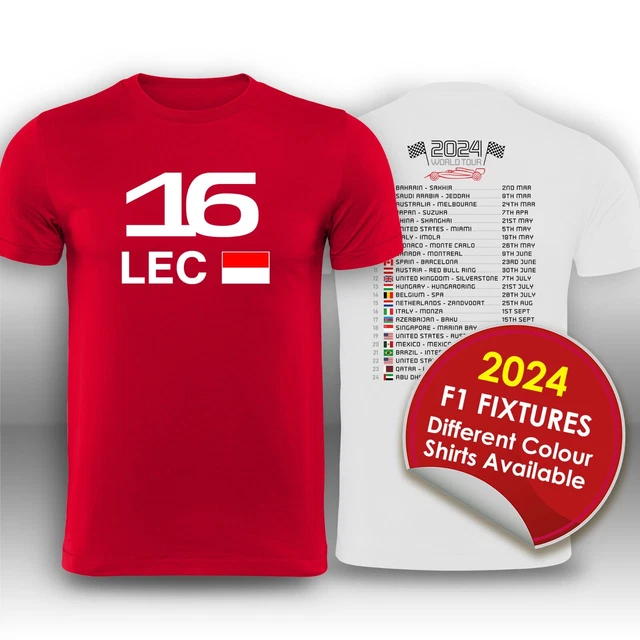 CHARLES LECLERC 2024 Race Calendar Formula 1 F1 TShirt Plain £25.00