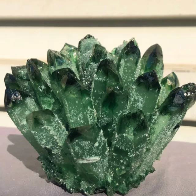 589g  New Find Green Phantom Quartz Crystal Cluster Mineral Specimen Healing