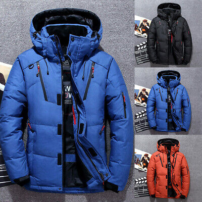 Winter Mens Warm Quilted Parka Duck Down Jacket Padded Bubble Puffer Hooded Coat