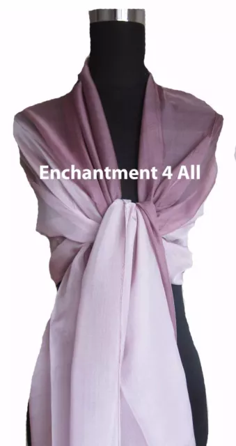 New Elegant 100% Pure Silk Oblong Scarf Shawl Wrap, Shaded Rose Brown/Pink