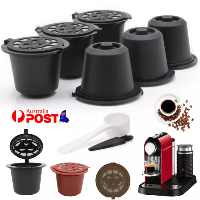 6PCS Refillable Reusable Coffee Filter Capsule Pods For Nespresso Maker Machine