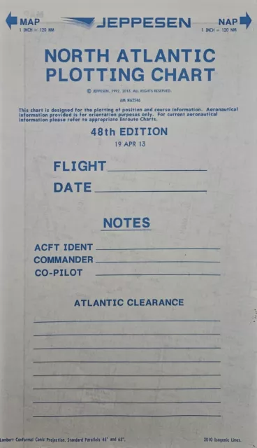 North Atlantic Plotting Chart jeppesen chart  UNUSED PERFECT