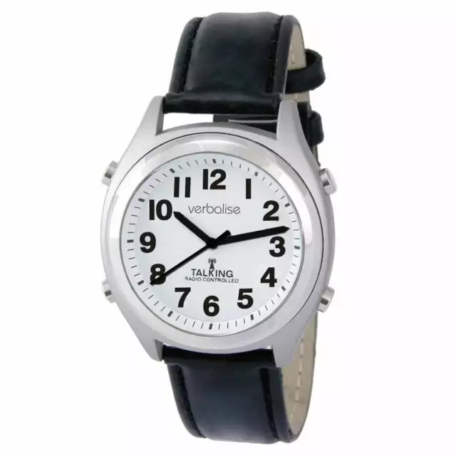 Verbalise Precision Talking Watch with Leather Strap, Black
