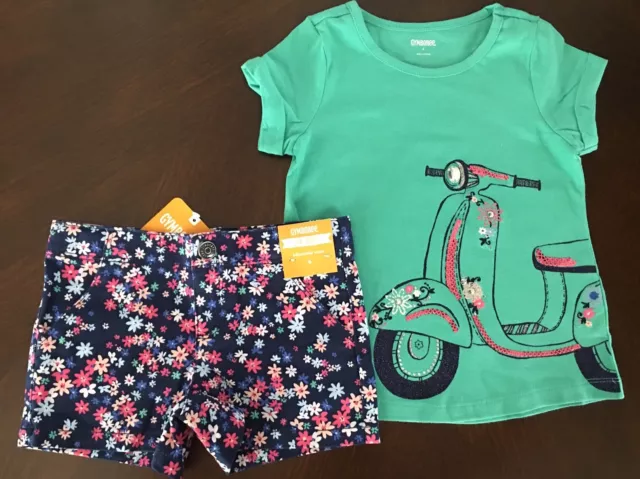 NWT Gymboree Girl Shore To Love vespa Tee & Floral Shorts Outfit 4 5 6