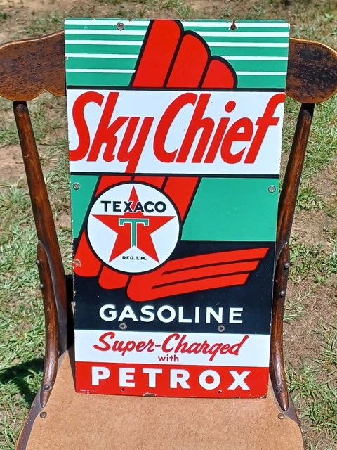 Texaco Sky Chief Super Charged Petrox Pump Plate Sign