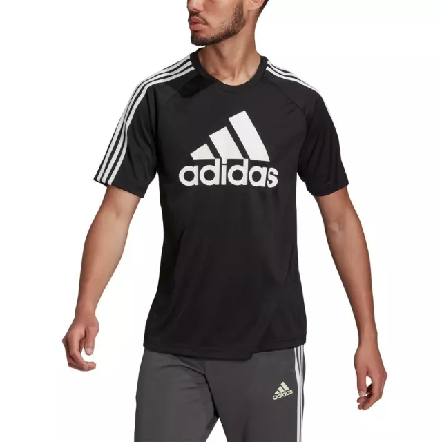 adidas Sereno Logo T Shirt Mens Gents Short Sleeve Performance Tee Top Crew Neck