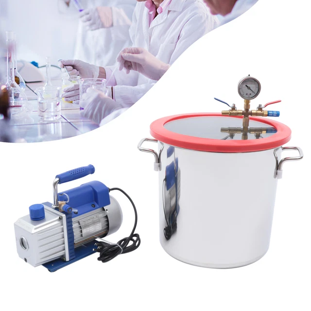5CFM 1/3HP Degassing Vacuum Pump Cosmetics Defoaming Vacuum Barrel Chamber Kit